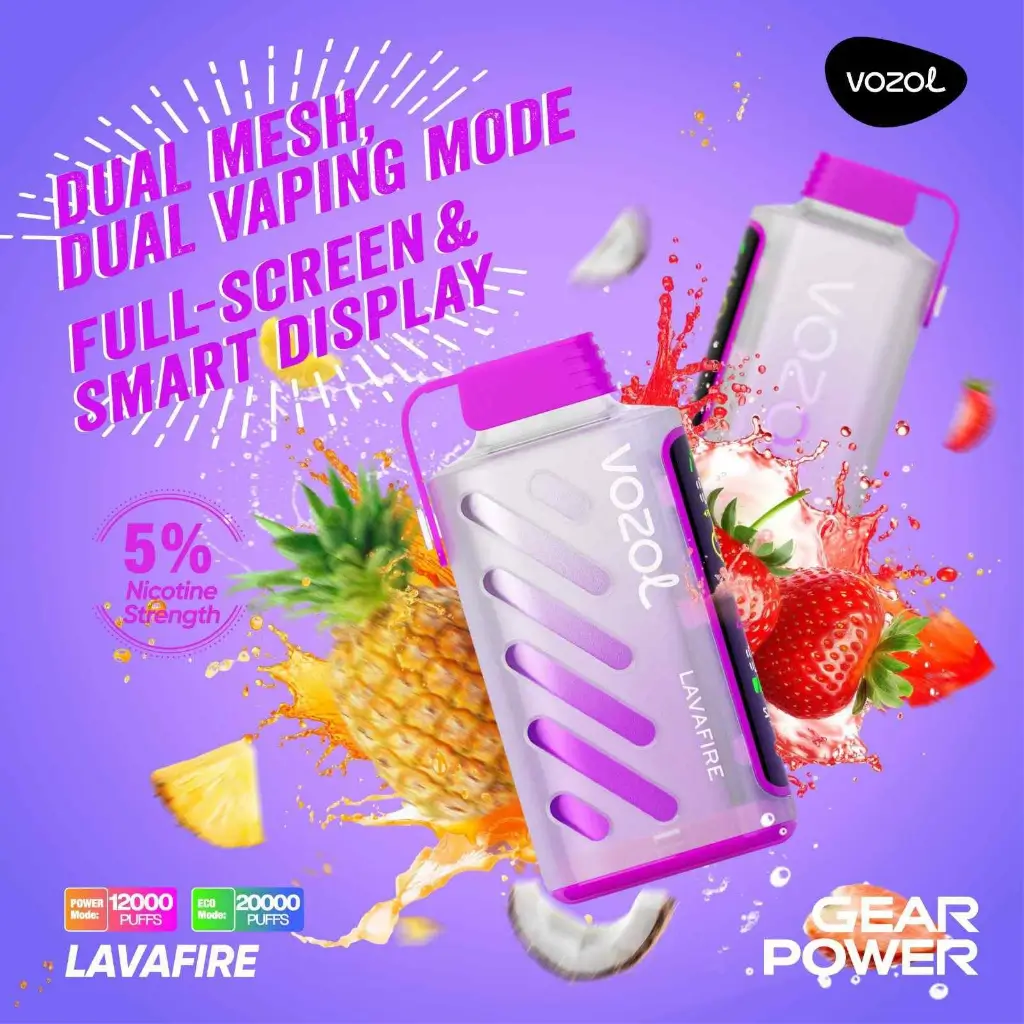 Vozol Gear 20K Puff 50mg Lava Fire – Long-lasting Disposable Vape with 20,000 Puffs & USB-C Rechargeable